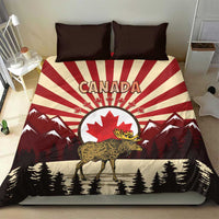 Personalized Canada Maple Leaf Bedding Set Moose And Forest Retro Style