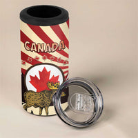 Personalized Canada Maple Leaf 4 in 1 Can Cooler Tumbler Moose And Forest Retro Style