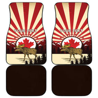 Personalized Canada Maple Leaf Car Mats Moose And Forest Retro Style
