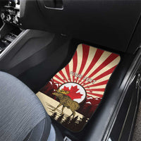 Personalized Canada Maple Leaf Car Mats Moose And Forest Retro Style