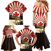 Personalized Canada Maple Leaf Family Matching Mermaid Dress and Hawaiian Shirt Moose And Forest Retro Style