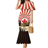Personalized Canada Maple Leaf Family Matching Mermaid Dress and Hawaiian Shirt Moose And Forest Retro Style