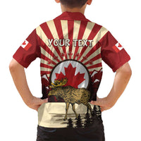 Personalized Canada Maple Leaf Family Matching Off Shoulder Maxi Dress and Hawaiian Shirt Moose And Forest Retro Style