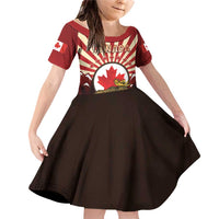 Personalized Canada Maple Leaf Family Matching Off Shoulder Short Dress and Hawaiian Shirt Moose And Forest Retro Style