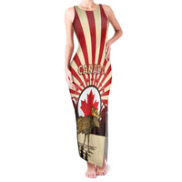 Personalized Canada Maple Leaf Family Matching Tank Maxi Dress and Hawaiian Shirt Moose And Forest Retro Style