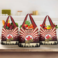 Personalized Canada Maple Leaf Grocery Bag Moose And Forest Retro Style