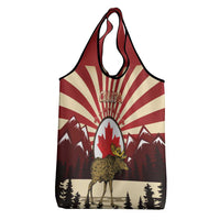Personalized Canada Maple Leaf Grocery Bag Moose And Forest Retro Style