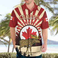 Personalized Canada Maple Leaf Hawaiian Shirt Moose And Forest Retro Style
