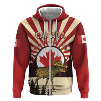 Personalized Canada Maple Leaf Hoodie Moose And Forest Retro Style