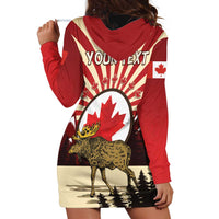 Personalized Canada Maple Leaf Hoodie Dress Moose And Forest Retro Style