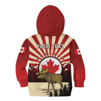 Personalized Canada Maple Leaf Kid Hoodie Moose And Forest Retro Style