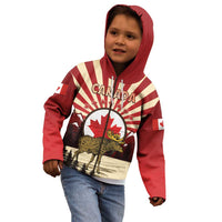 Personalized Canada Maple Leaf Kid Hoodie Moose And Forest Retro Style