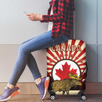 Personalized Canada Maple Leaf Luggage Cover Moose And Forest Retro Style