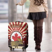 Personalized Canada Maple Leaf Luggage Cover Moose And Forest Retro Style
