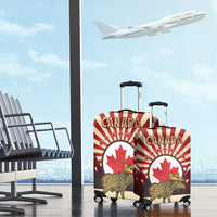 Personalized Canada Maple Leaf Luggage Cover Moose And Forest Retro Style