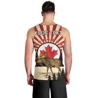 Personalized Canada Maple Leaf Men Tank Top Moose And Forest Retro Style