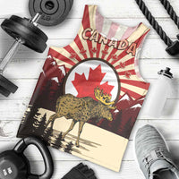Personalized Canada Maple Leaf Men Tank Top Moose And Forest Retro Style