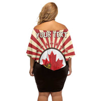 Personalized Canada Maple Leaf Off Shoulder Short Dress Moose And Forest Retro Style