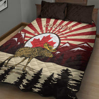 Personalized Canada Maple Leaf Quilt Bed Set Moose And Forest Retro Style