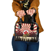 Personalized Canada Maple Leaf Shoulder Handbag Moose And Forest Retro Style