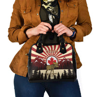 Personalized Canada Maple Leaf Shoulder Handbag Moose And Forest Retro Style