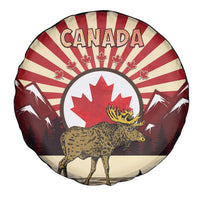 Personalized Canada Maple Leaf Spare Tire Cover Moose And Forest Retro Style