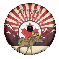 Personalized Canada Maple Leaf Spare Tire Cover Moose And Forest Retro Style