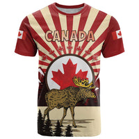 Personalized Canada Maple Leaf T Shirt Moose And Forest Retro Style