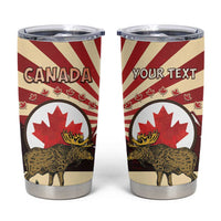 Personalized Canada Maple Leaf Tumbler Cup Moose And Forest Retro Style