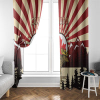 Personalized Canada Maple Leaf Window Curtain Moose And Forest Retro Style