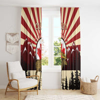 Personalized Canada Maple Leaf Window Curtain Moose And Forest Retro Style