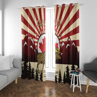 Personalized Canada Maple Leaf Window Curtain Moose And Forest Retro Style