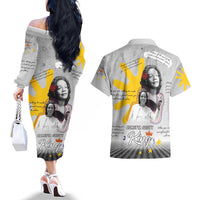 Coretta Scott King Couples Matching Off The Shoulder Long Sleeve Dress and Hawaiian Shirt Honoring The Legacy Hand Draw Style