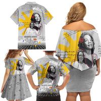 Coretta Scott King Family Matching Off Shoulder Short Dress and Hawaiian Shirt Honoring The Legacy Hand Draw Style