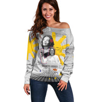 Coretta Scott King Off Shoulder Sweater Honoring The Legacy Hand Draw Style