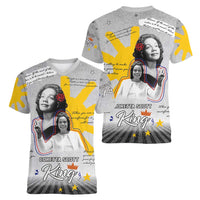 Coretta Scott King Women V-Neck T-Shirt Honoring The Legacy Hand Draw Style