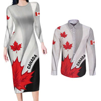 Canada Maple Leaf Couples Matching Long Sleeve Bodycon Dress and Long Sleeve Button Shirt Unique Style