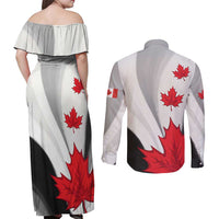 Canada Maple Leaf Couples Matching Off Shoulder Maxi Dress and Long Sleeve Button Shirt Unique Style