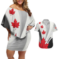 Canada Maple Leaf Couples Matching Off Shoulder Short Dress and Hawaiian Shirt Unique Style