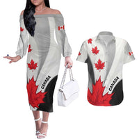 Canada Maple Leaf Couples Matching Off The Shoulder Long Sleeve Dress and Hawaiian Shirt Unique Style