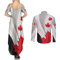 Canada Maple Leaf Couples Matching Summer Maxi Dress and Long Sleeve Button Shirt Unique Style