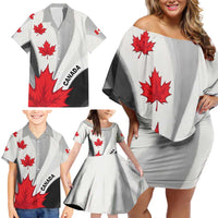 Canada Maple Leaf Family Matching Off Shoulder Short Dress and Hawaiian Shirt Unique Style
