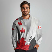 Canada Maple Leaf Long Sleeve Polo Shirt Unique Style