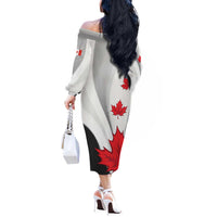Canada Maple Leaf Off The Shoulder Long Sleeve Dress Unique Style