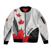Canada Maple Leaf Sleeve Zip Bomber Jacket Unique Style