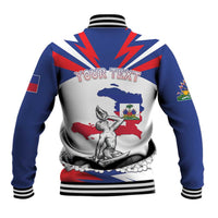 Personalized Haiti Heritage Month Baseball Jacket Negre Marron With Hibiscus