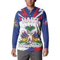 Personalized Haiti Heritage Month Button Sweatshirt Negre Marron With Hibiscus