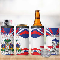 Personalized Haiti Heritage Month 4 in 1 Can Cooler Tumbler Negre Marron With Hibiscus