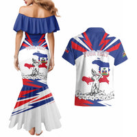 Personalized Haiti Heritage Month Couples Matching Mermaid Dress and Hawaiian Shirt Negre Marron With Hibiscus