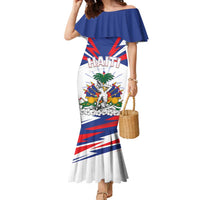 Personalized Haiti Heritage Month Family Matching Mermaid Dress and Hawaiian Shirt Negre Marron With Hibiscus